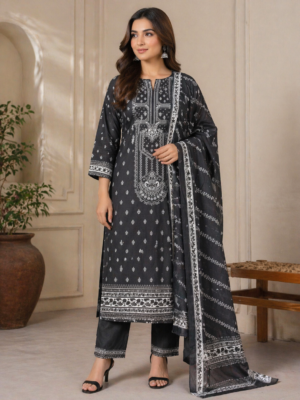 Midnight Charm (Unstitched 3-Piece Suit)