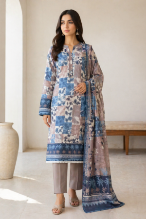 Misty Slate (Unstitched 3-Piece Suit)