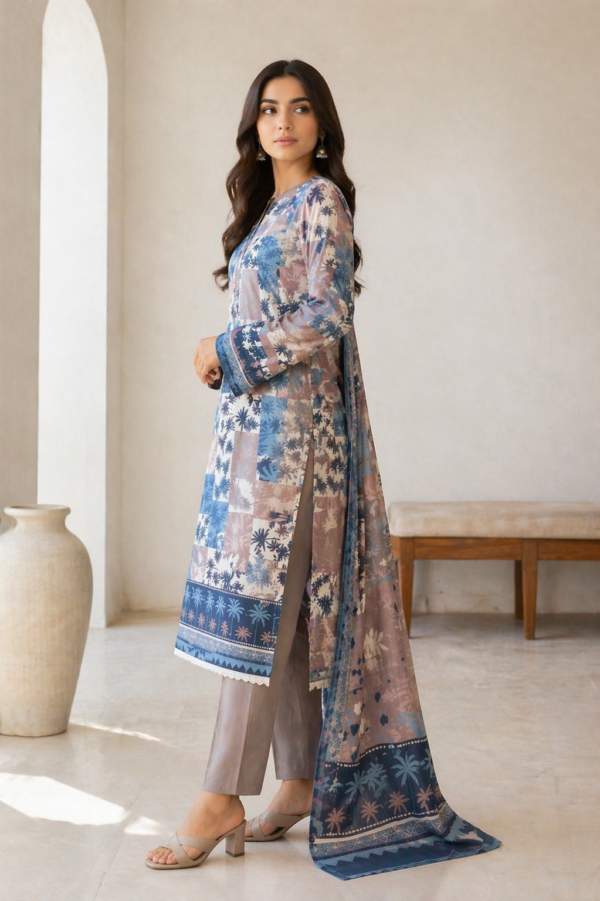Misty Slate (Unstitched 3-Piece Suit)