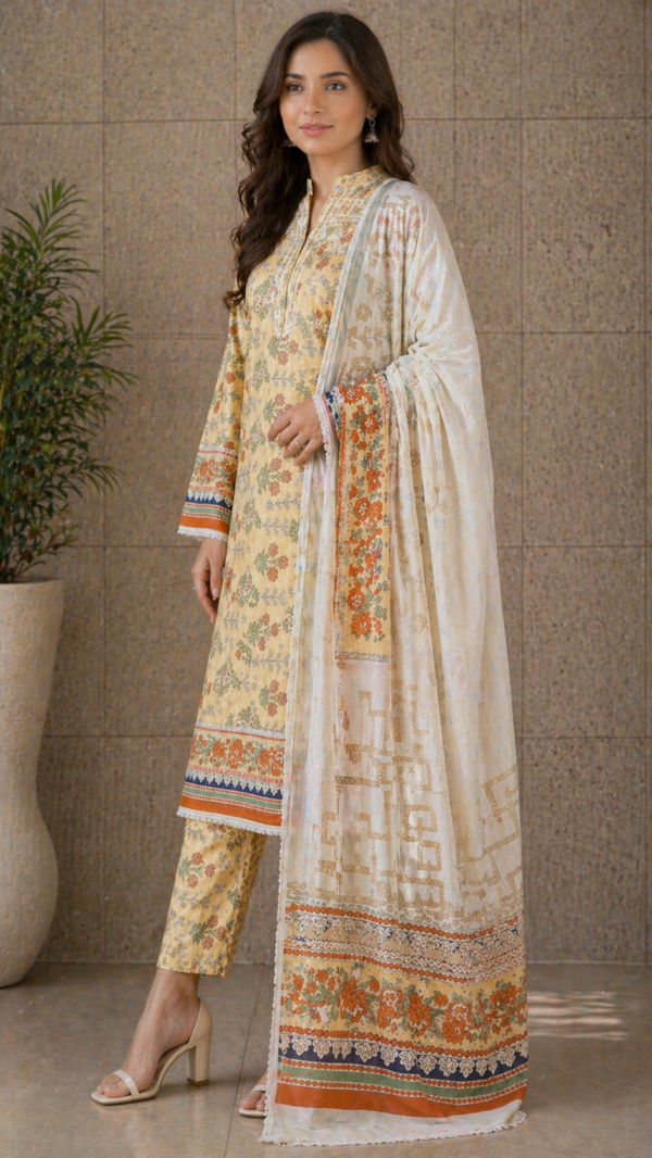 ChatGPT Image Apr 25, 2026, 04_06_40 AM Amber Bloom Lawn Set (Unstitched 3-Piece Suit)