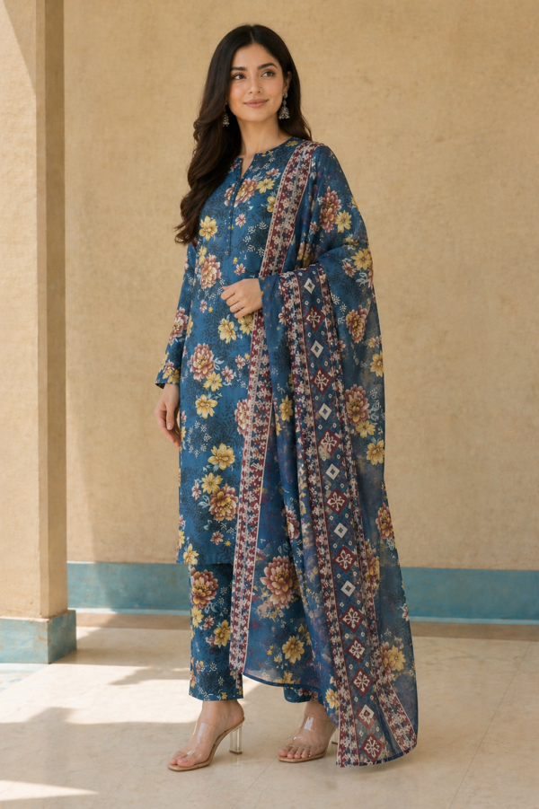 Midnight Bloom Ensemble (Unstitched 3-Piece Suit)
