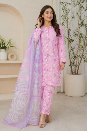 Gulbahar Blush Set (Unstitched 3-Piece Suit)