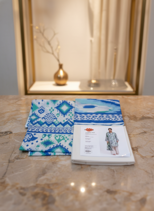 Azure Grace Printed Set (Unstitched 3-Piece Suit)