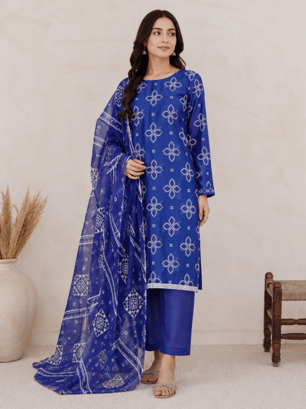 Indigo Elegance 3-Piece Unstitched Set