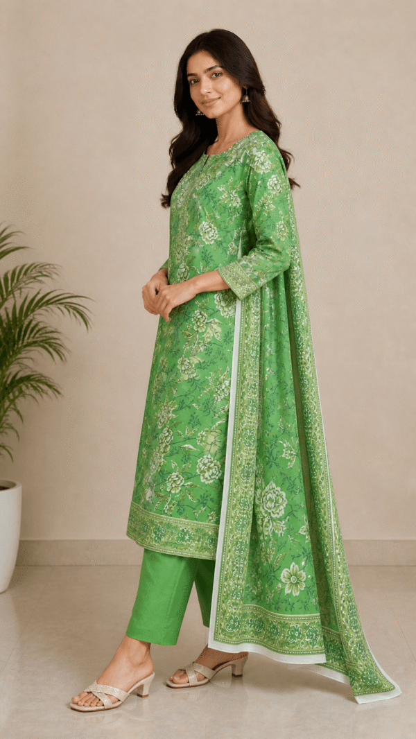 Emerald Bloom Printed Lawn Set (Unstitched)