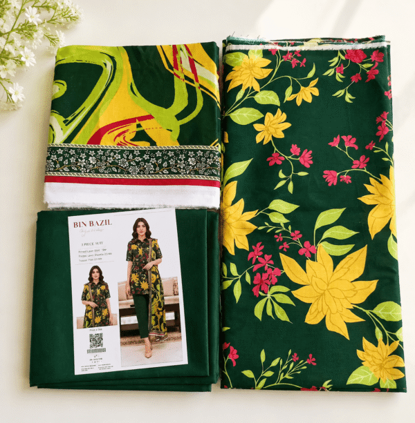 green floral dress 3 (1) Noor-e-Zamurd- Eid Edit (3-Piece Unstitched Suit)