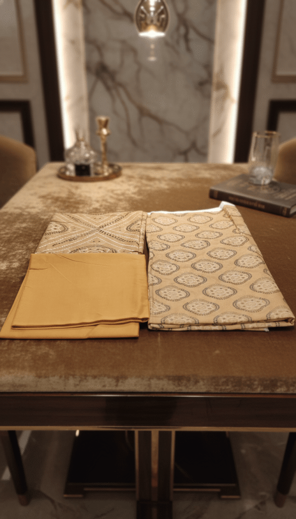 Amber Glow Printed Kurta Set (3PC Unstitched Suit)
