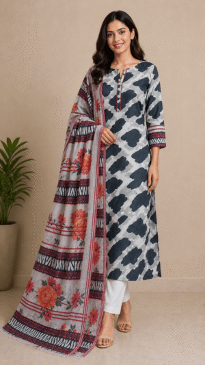Midnight Mist Printed 3-Piece Lawn Suit (Unstitched)