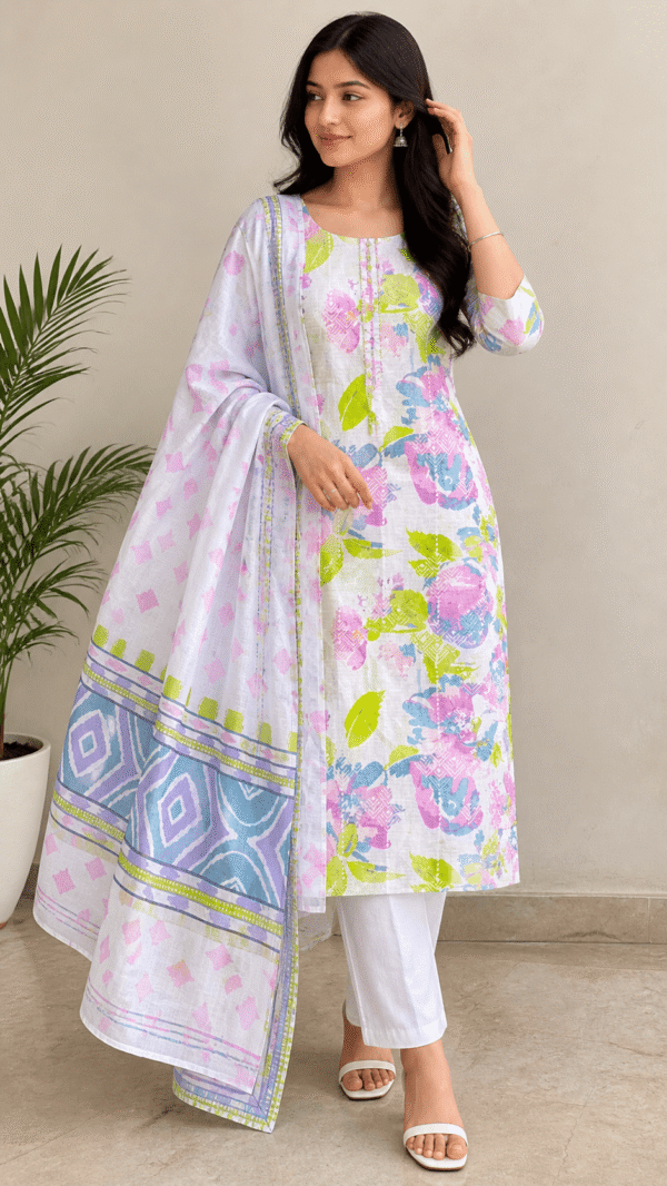Pastel Bloom Lawn 3-Piece Suit (Unstitched)