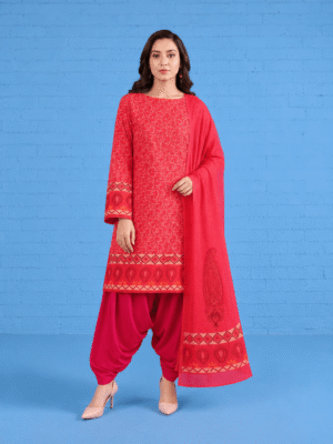 red dress 1 (1) Rouge Paisley Balloon Shalwar Set (Unstitched)