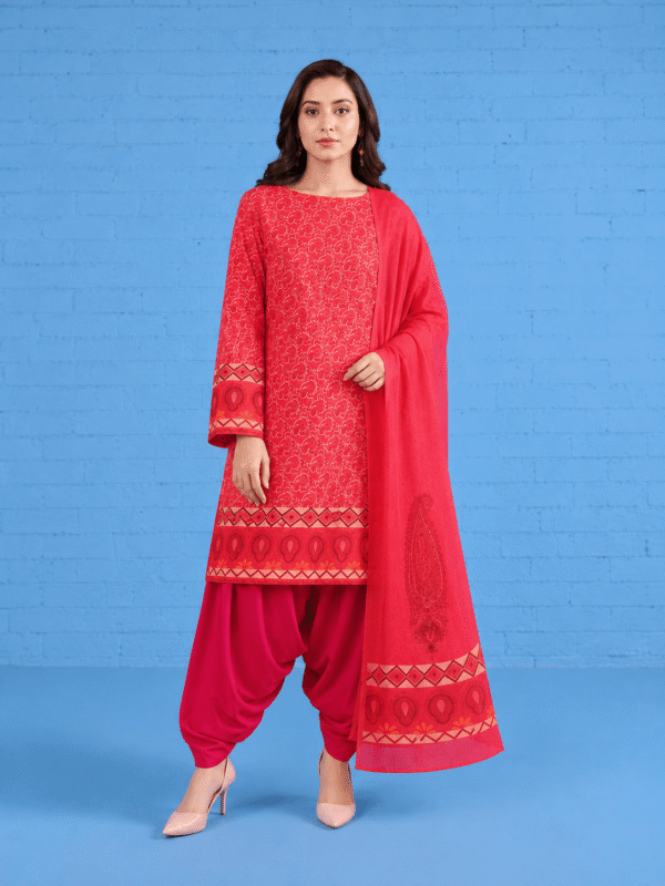 red dress 1 (1) Rouge Paisley Balloon Shalwar Set (Unstitched)