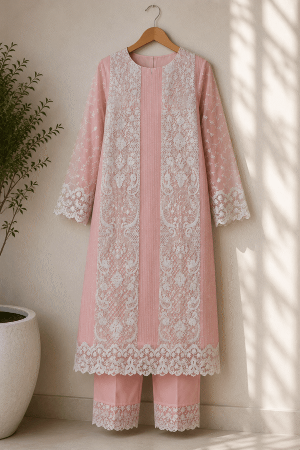 Blush Pearl — Unstitched Embroidered Suit