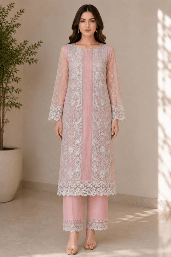Blush Pearl — Unstitched Embroidered Suit