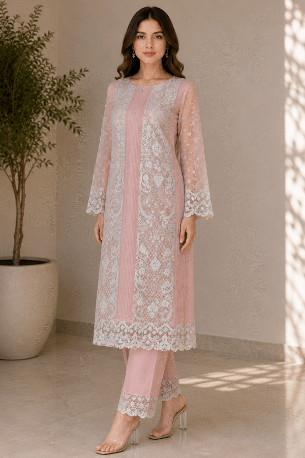 Blush Pearl — Unstitched Embroidered Suit