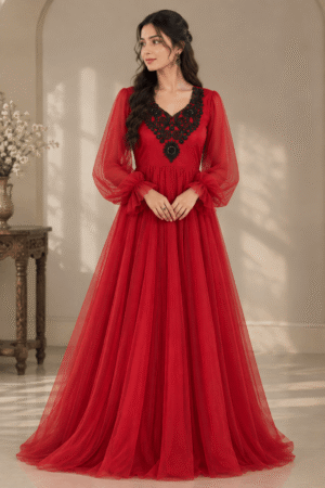 Scarlett Noir Embroidered Gown