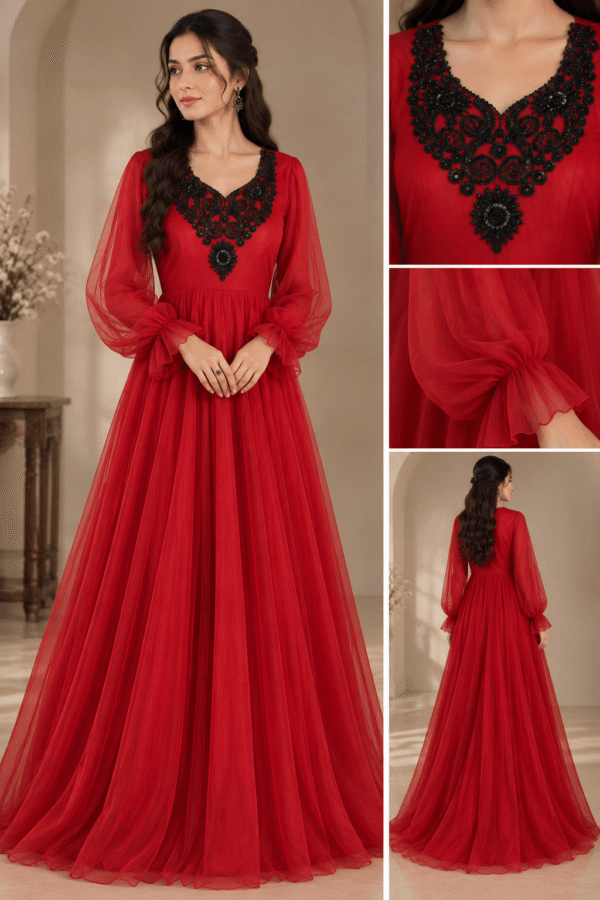 Scarlett Noir Embroidered Gown