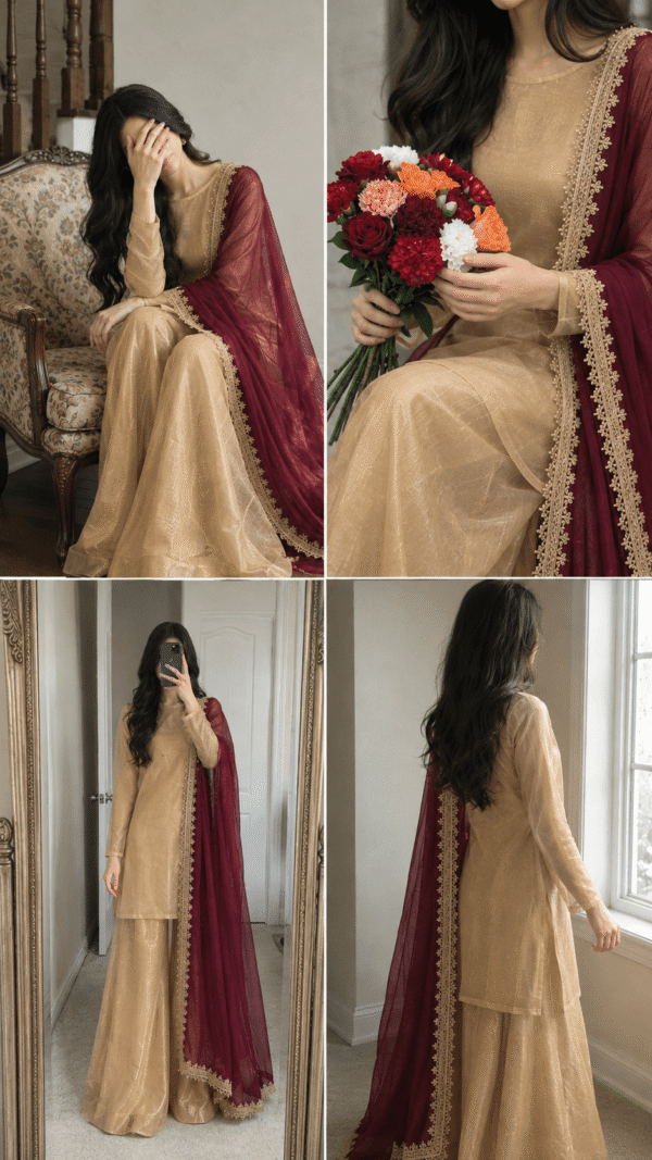 Mehroze — Gold & Maroon Gota Ensemble