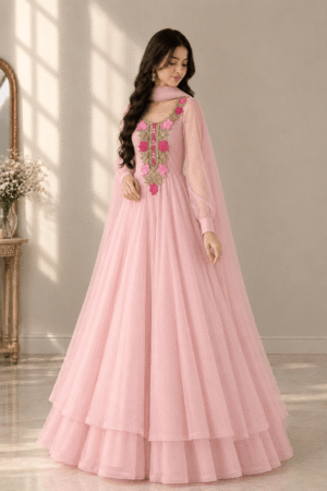 Gulnar Embroidered Net Maxi