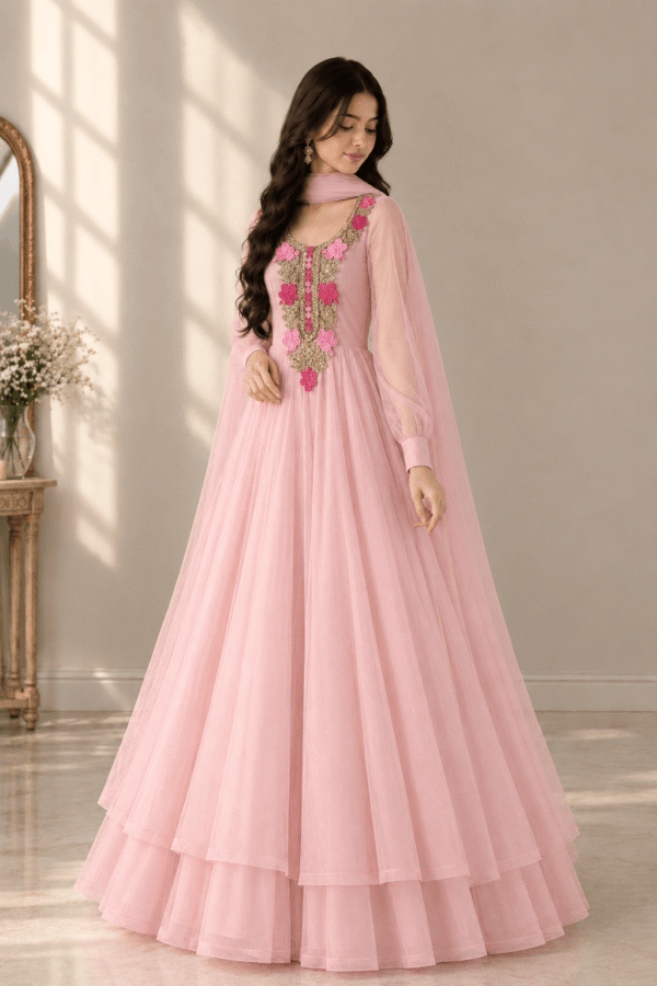 Gulnar Embroidered Net Maxi