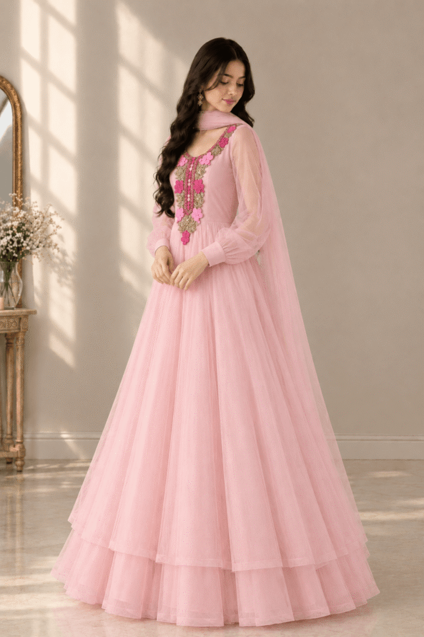 Gulnar Embroidered Net Maxi